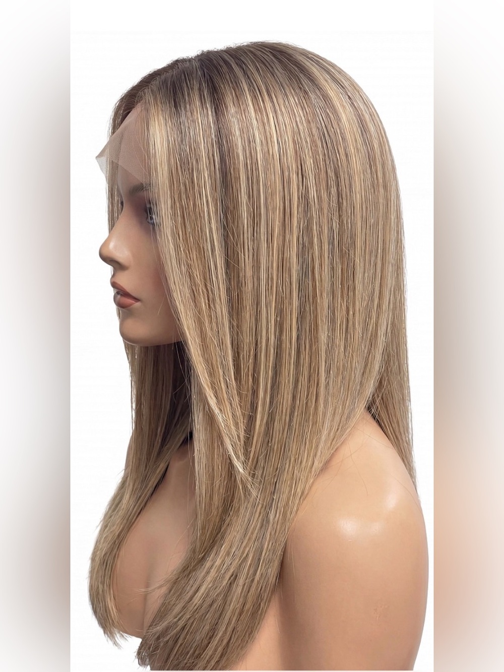 Lace Front Straight 14” human hair wig in chestnut - Wigshe 139